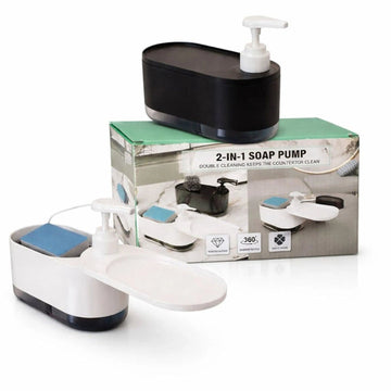 Versatile Kitchen Dishwashing Soap Dispenser with Dual Compartments Hand Wash & Sponge Tray